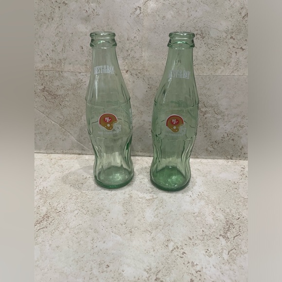 Coca cola glass 8oz bottles set of 2- best of the bay- 49ers - Picture 1 of 11
